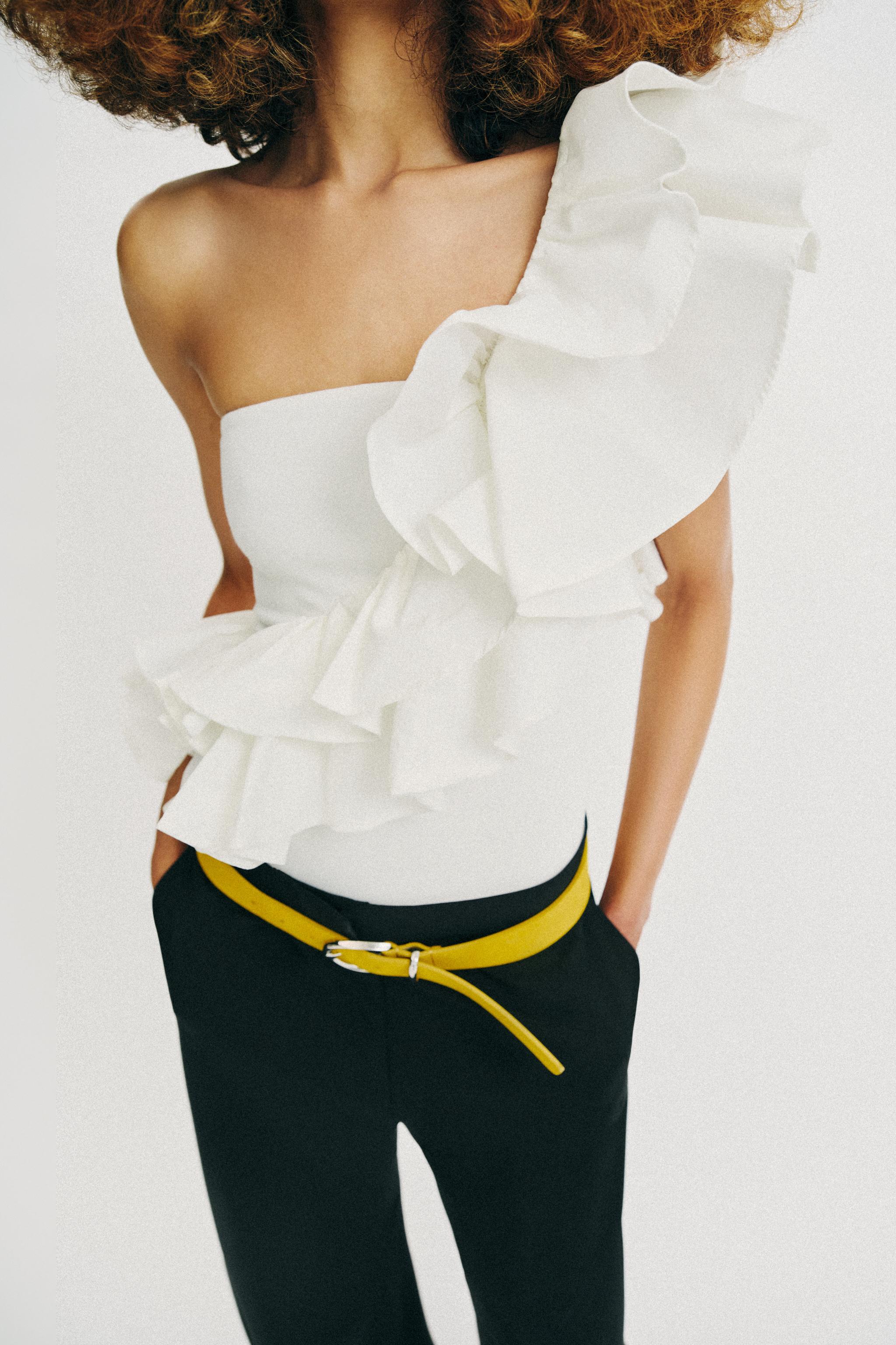 ASYMMETRIC RUFFLED BODYSUIT